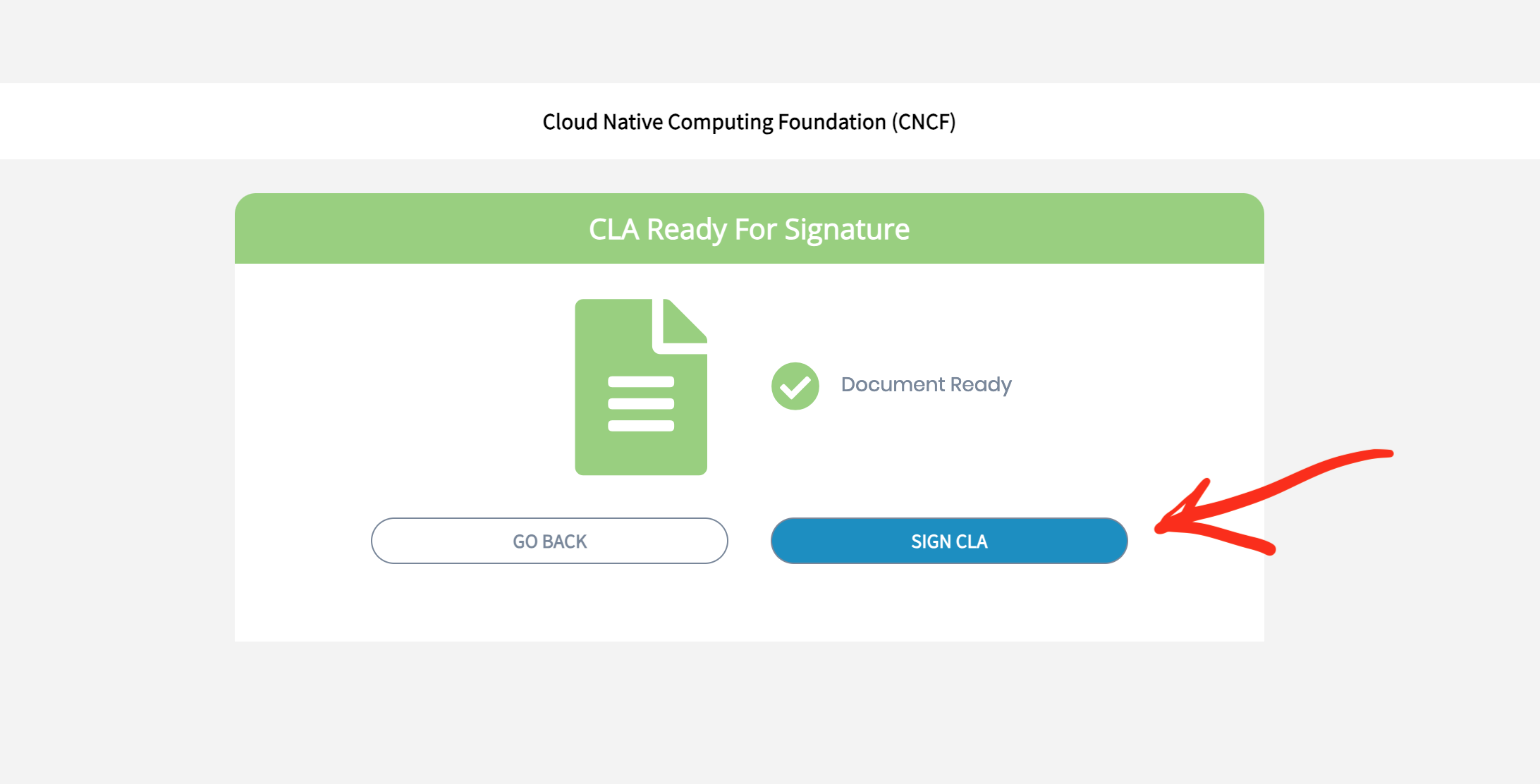 Screenshot of EasyCLA Step 3